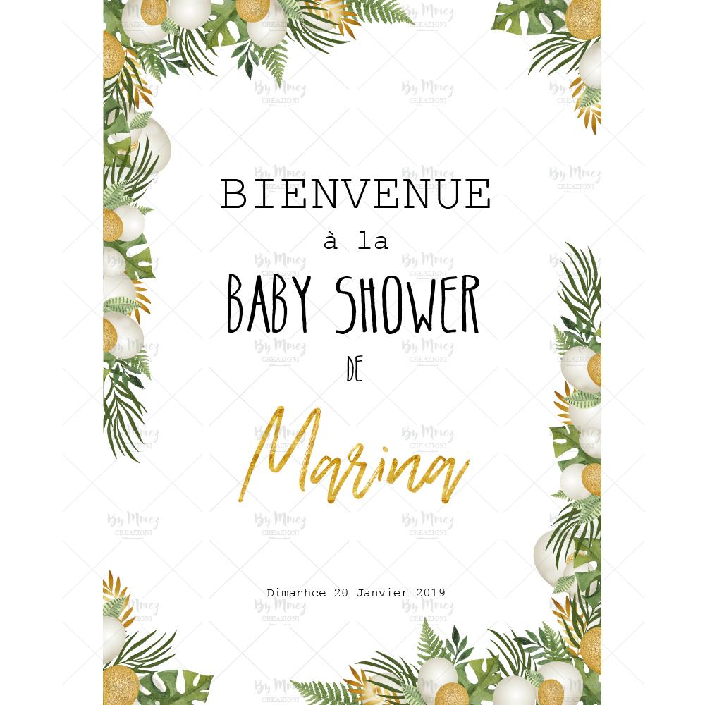 Jeux Pronostic Baby Shower personnalisée - Thème Fleurie Rose & Or - Mmez  Creazioni