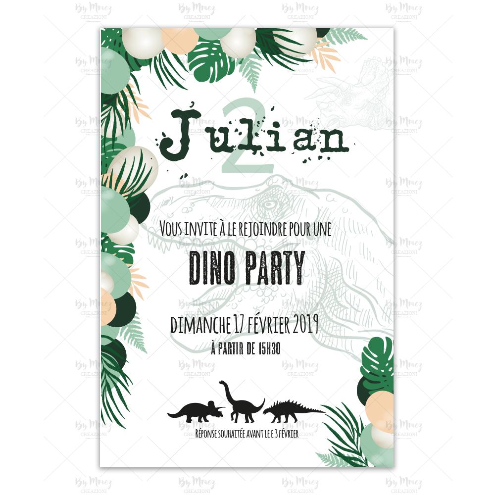 Invitation Anniversaire Theme Dino Party Tropical Mmez Creazioni