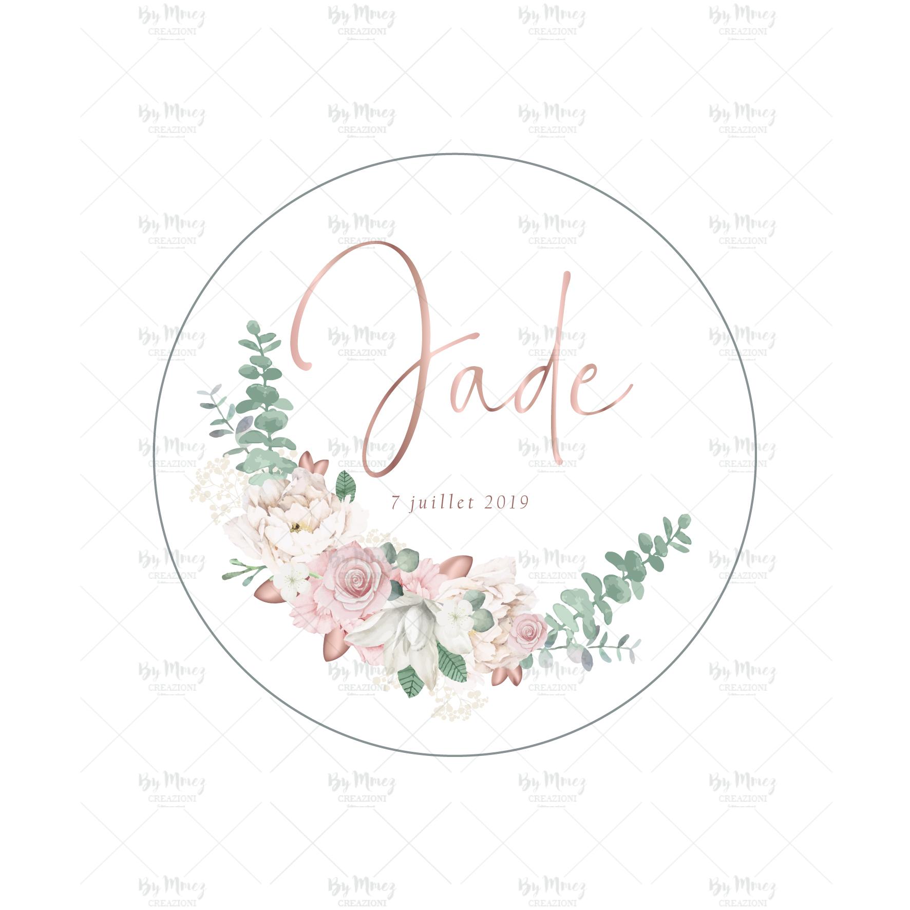 Sticker personnalisé au prénom bébé fleurs bohème chic