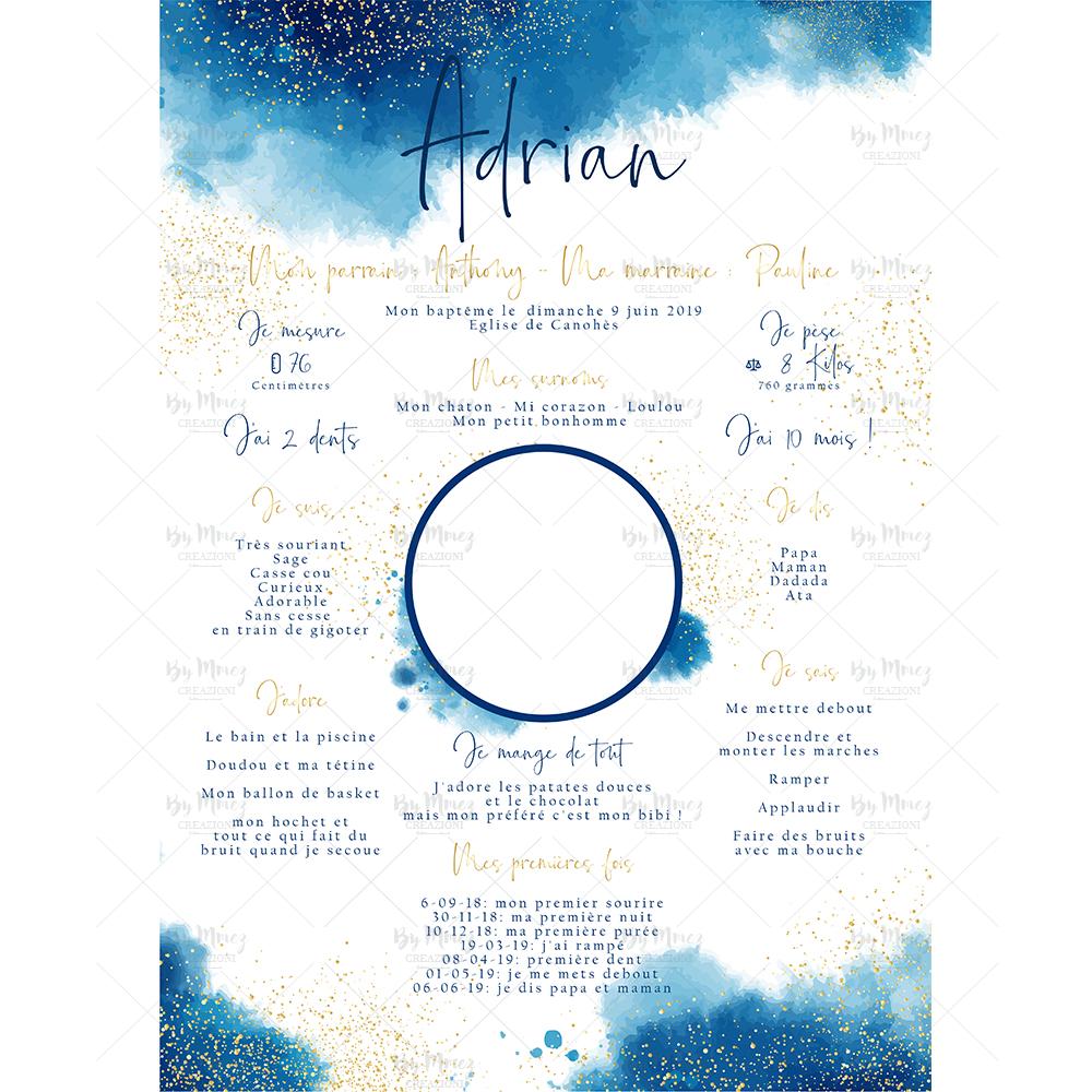 Marque page / Signet Communion - Thème Aquarelle bleu marine & or - Mmez  Creazioni