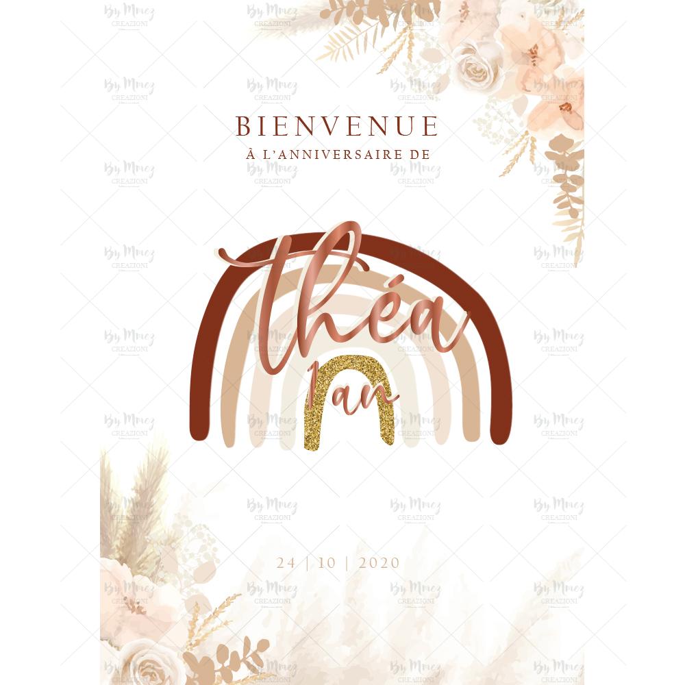 Poster anniversaire personnalisée - Thème Arc en ciel & Boho