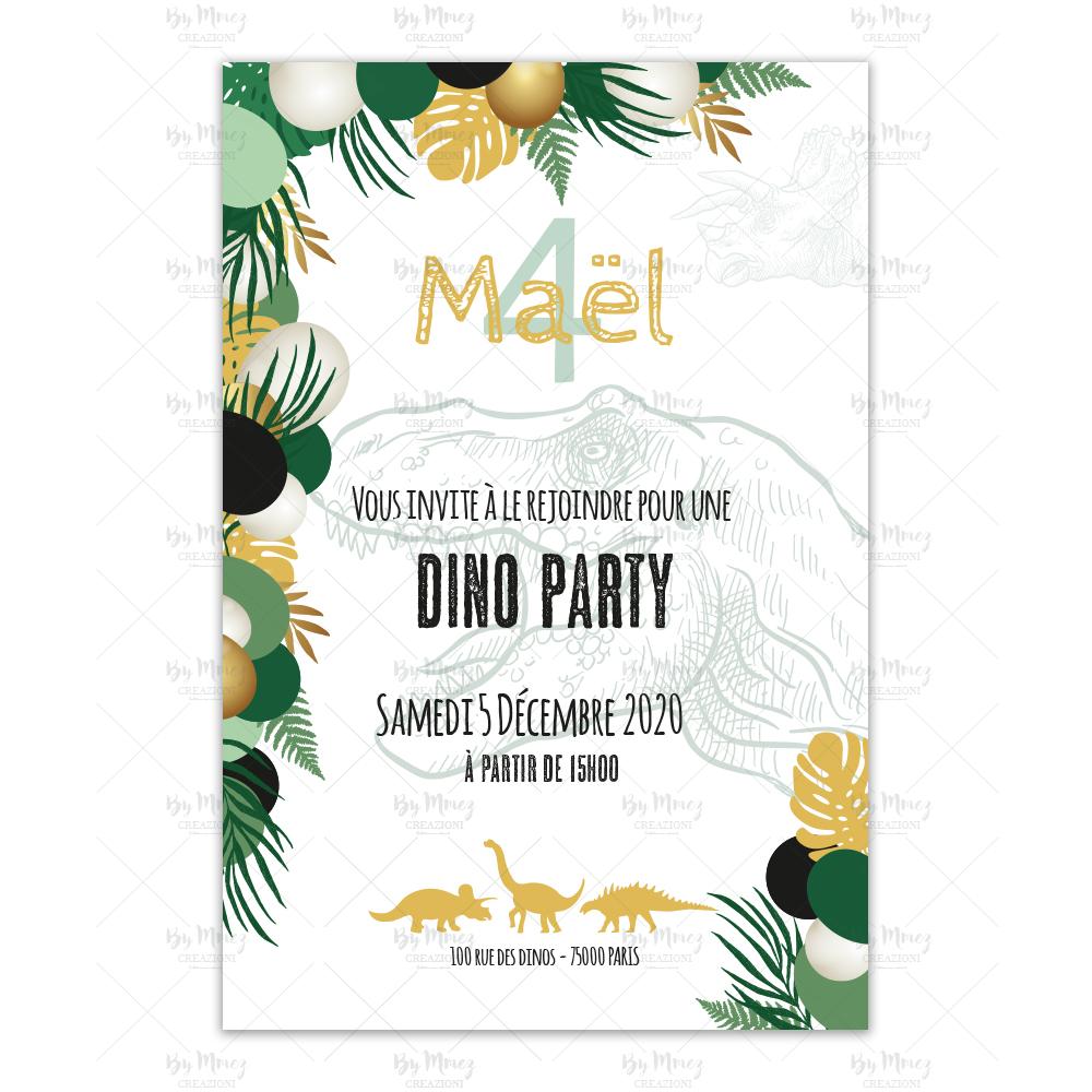 Invitation Anniversaire Theme Dinosaure Tropical Mmez Creazioni