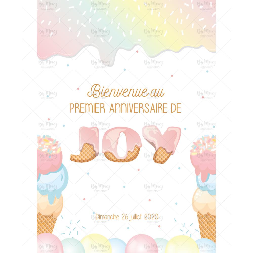 Affiche anniversaire personnalisée - Thème Biche & Pastel - Mmez